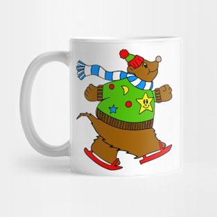 ICE Skater Brown Bear Lover Merry Christmas Sweater Mug